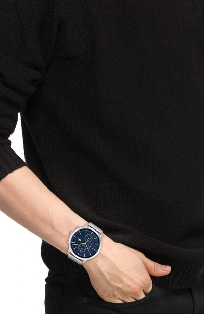 Shop Lacoste Replay Chronograph Mesh Strap Watch, 44mm In Blue