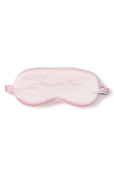 Shop Petite Plume Mother Of The Groom Embroidered Silk Sleep Mask In Pink