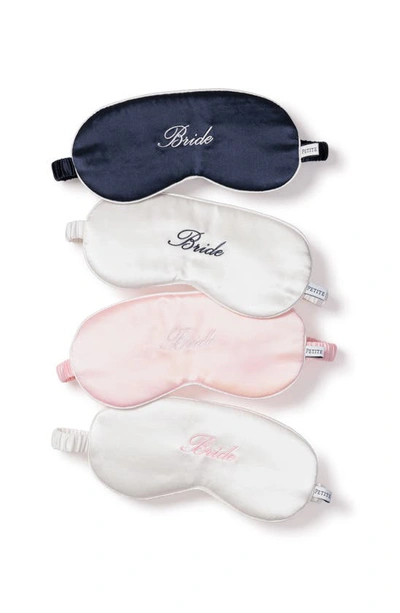 Shop Petite Plume Bride Embroidered Silk Sleep Mask In Navy