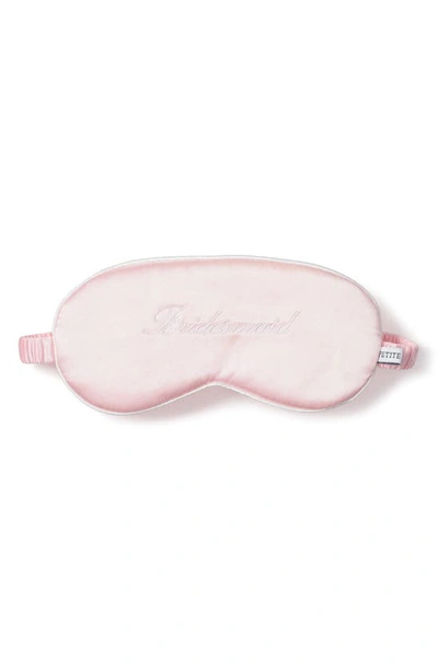 Shop Petite Plume Bridesmaid Embroidered Silk Sleep Mask In Pink