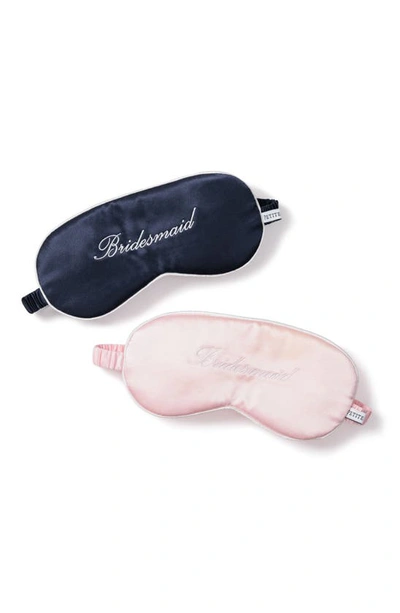 Petite Plume Bridesmaid Embroidered Silk Sleep Mask In Pink