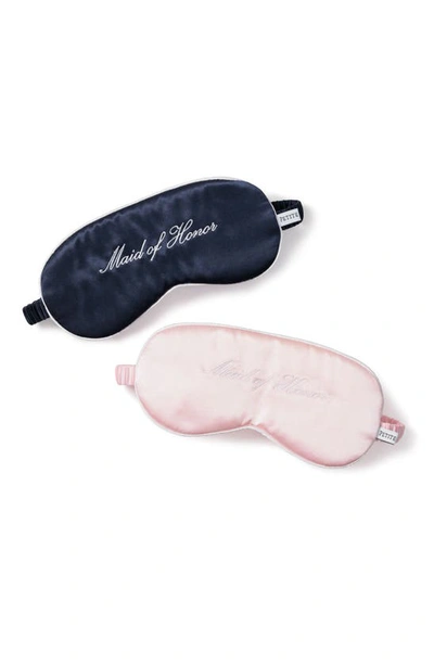 Shop Petite Plume Maid Of Honor Embroidered Silk Sleep Mask In Navy