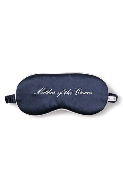 Shop Petite Plume Mother Of The Groom Embroidered Silk Sleep Mask In Navy