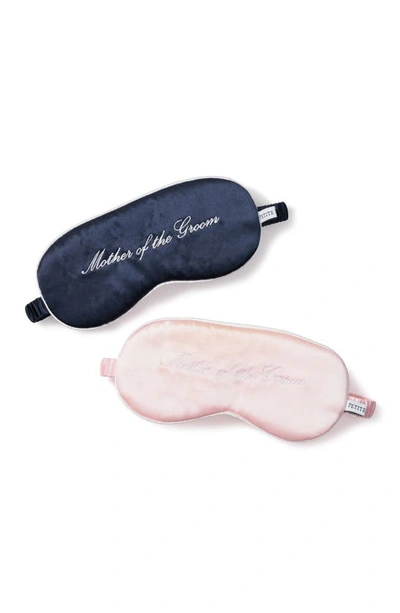 Petite Plume Mother Of The Groom Embroidered Silk Sleep Mask In Navy
