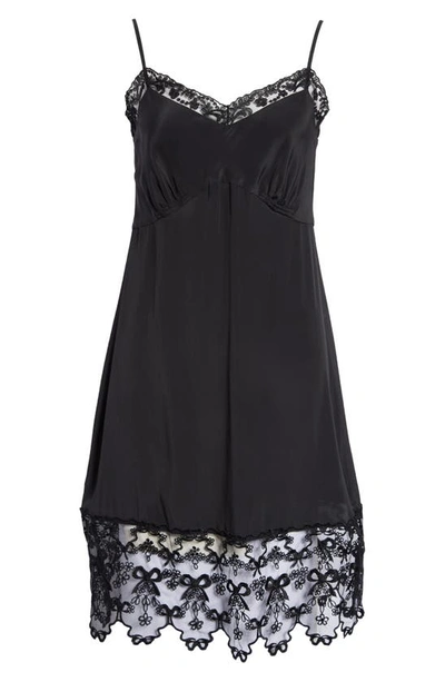 Simone Rocha Lace Trim Mini Slipdress In Black