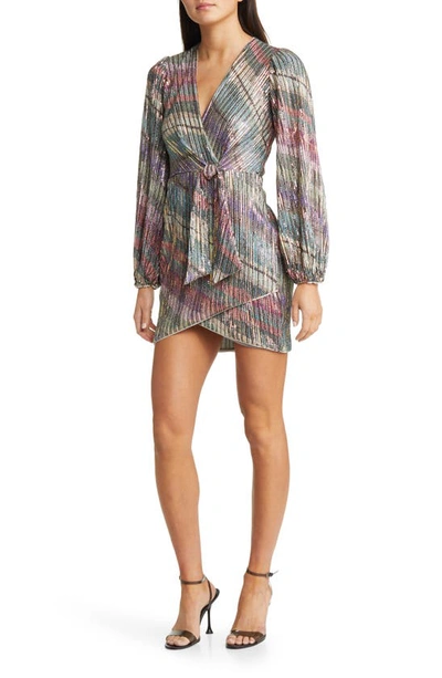 Shop Saylor Debbie Rainbow Crystal Detail Long Sleeve Minidress