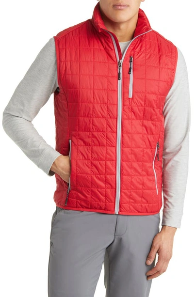 Cutter & Buck Rainier Primaloft Mens Big And Tall Eco Insulated Full Zip Puffer Vest In Red