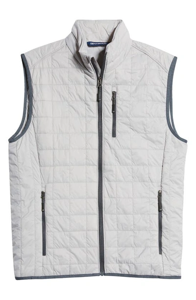 Cutter & Buck Rainier Primaloft Mens Big And Tall Eco Insulated Full Zip Puffer Vest In Gray