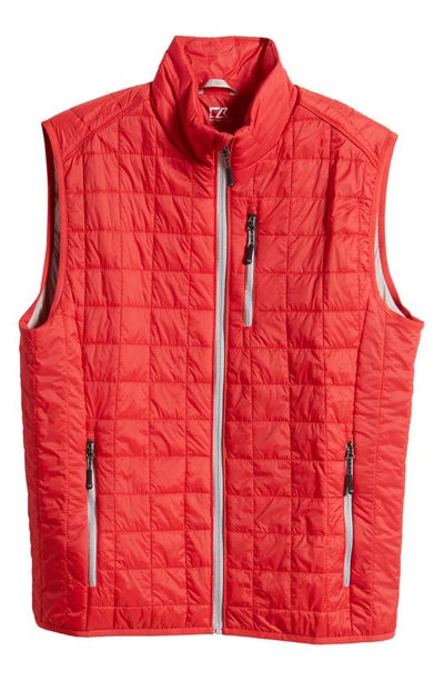 Cutter & Buck Rainier Primaloft Mens Big And Tall Eco Insulated Full Zip Puffer Vest In Red