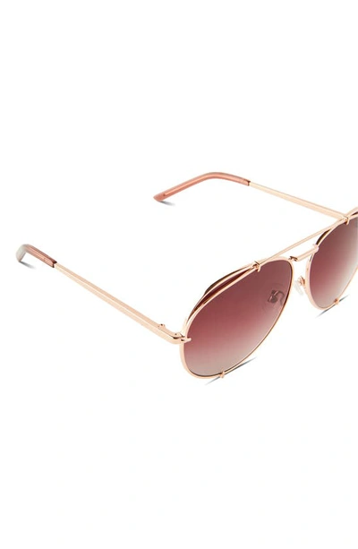 Diff Dash 59mm Aviator Sunglasses In Rose Gold / Wine