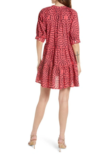 Shop Area Stars Circle Dot Puff Sleeve Dress In Red