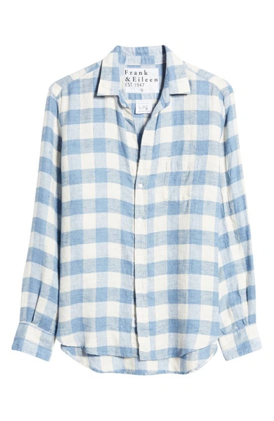 Shop Frank & Eileen Eileen Plaid Relaxed Button-up Linen Shirt In Large Blue Winter White