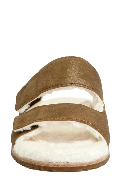Revitalign Amelia Faux Fur Lined Slide Slipper In Bison