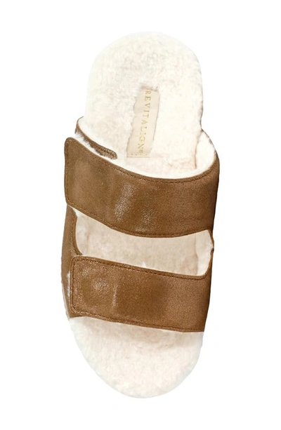 Revitalign Amelia Faux Fur Lined Slide Slipper In Bison