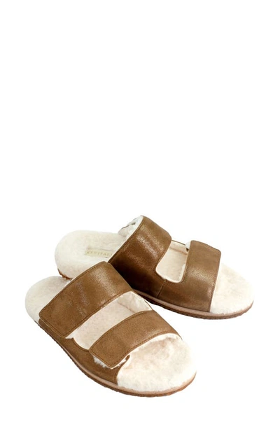 Revitalign Amelia Faux Fur Lined Slide Slipper In Bison