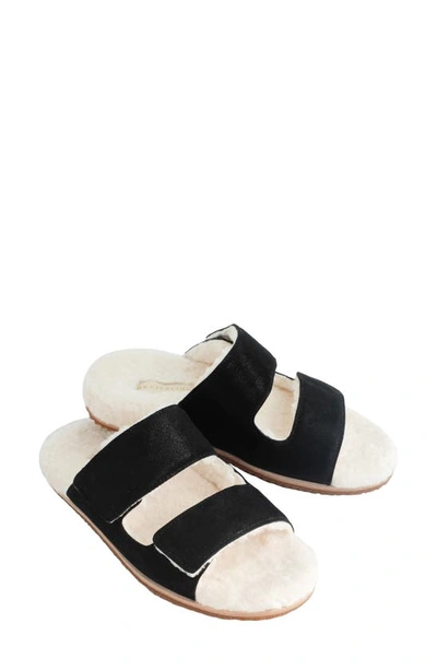 Revitalign Amelia Faux Fur Lined Slide Slipper In Black