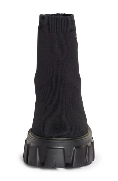 Shop Prada Monolith Lug Sole Sock Bootie In Nero
