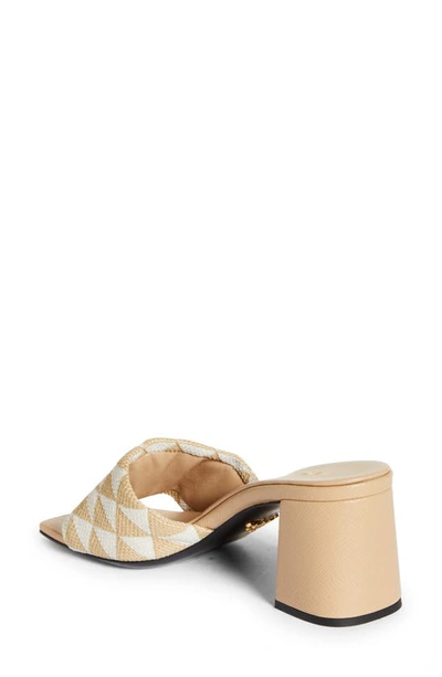 Shop Prada Triangle Jacquard Slide Sandal In Corda/ Talco