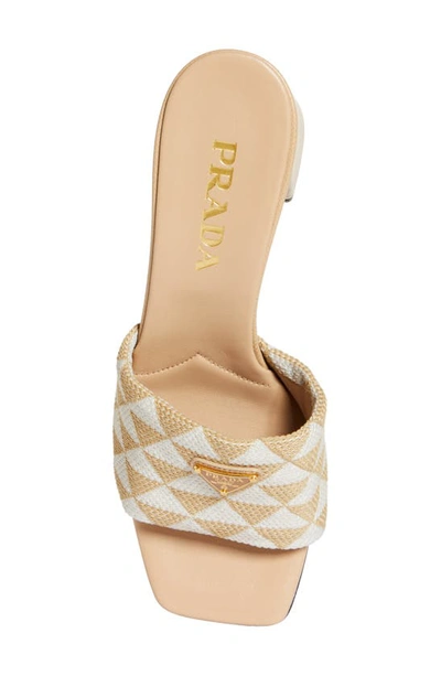 Shop Prada Triangle Jacquard Slide Sandal In Corda/ Talco