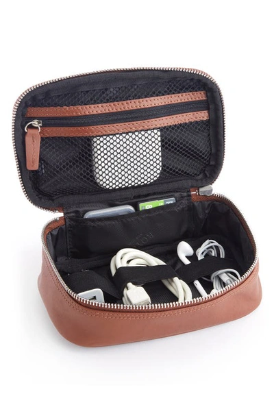 Royce New York Leather Tech Accessory Case In Tan - Deboss