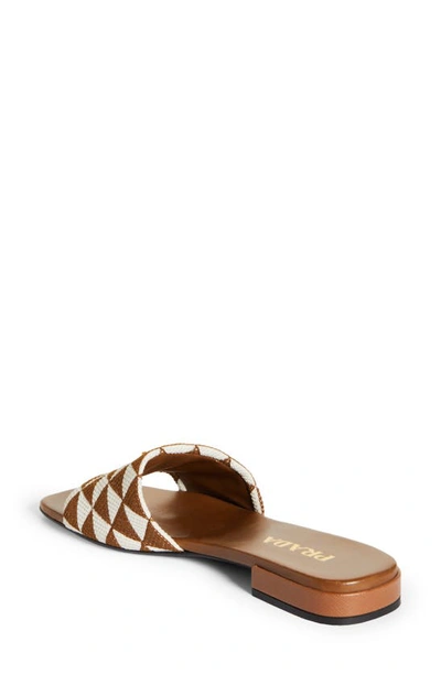 Shop Prada Logo Slide Sandal In Tabacco/ Talco
