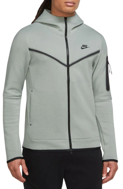 Shop Nike Sportswear Tech Fleece Zip Hoodie In Mica Green/ Black