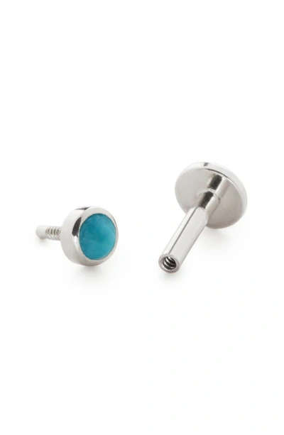Monica Vinader Mini Turquoise Single Labret Stud Earring In White Gold