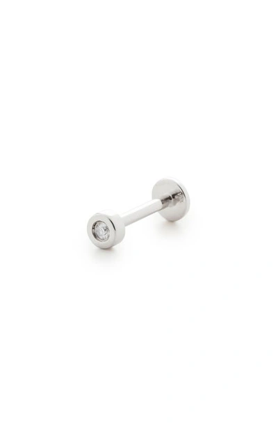 Monica Vinader Linear Diamond Single Labret Stud Earring In White Gold