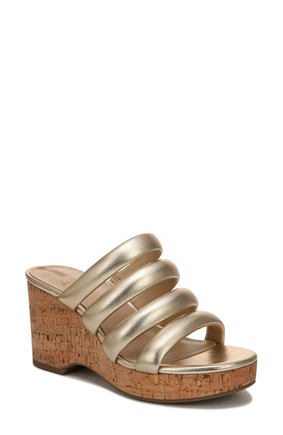 Shop Sam Edelman Yuki Platform Wedge Sandal In Gold Leaf