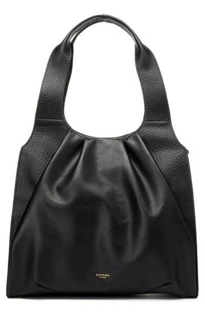 Shop Storksak Kaia Leather Convertible Diaper Bag In Black
