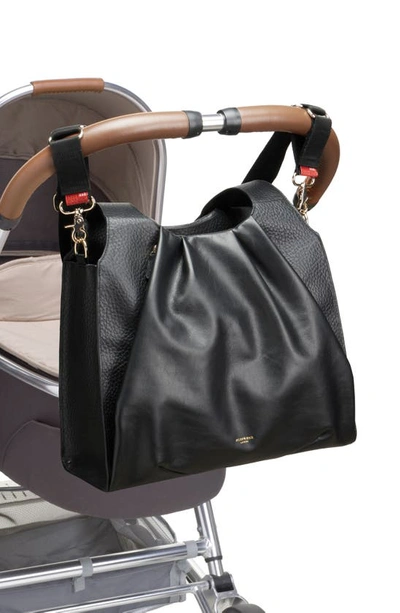 Shop Storksak Kaia Leather Convertible Diaper Bag In Black