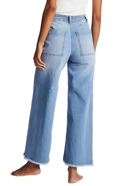 Billabong Free Fall Frayed Wide Leg Trouser Jeans In Surf Spray