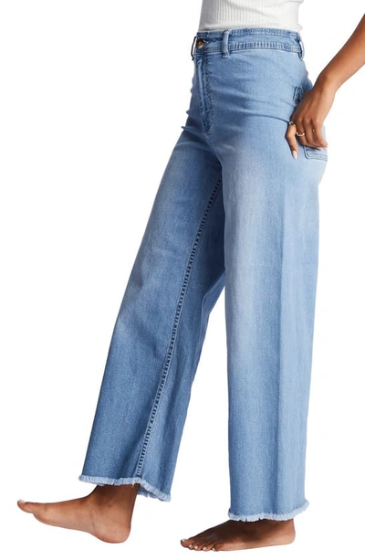 Billabong Free Fall Frayed Wide Leg Trouser Jeans In Surf Spray