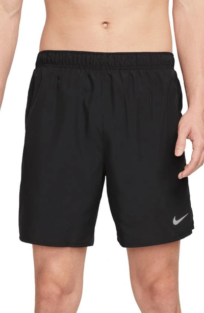 Shop Nike Dri-fit Challenger Athletic Shorts In Black/ Reflective Silv