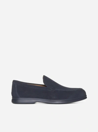 Shop Doucal's Adler Suede Loafers In Blue