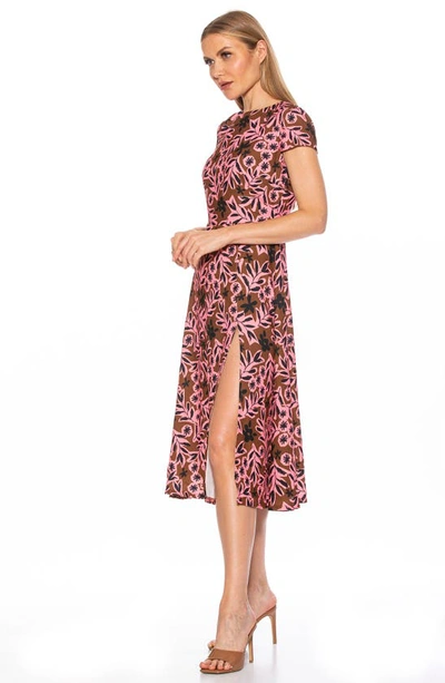 Shop Alexia Admor Lily Thigh Slit Midi Dress In Brown Floral