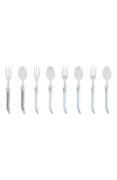 Shop French Home Laguiole Cocktail Utensil Set In Green/ Baby Blue/ Silvery