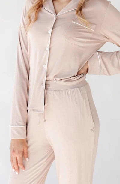 Cozy Earth Long Sleeve Knit Pajama Top In Blush