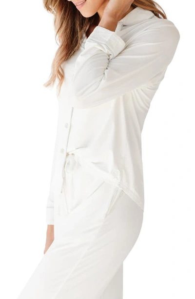 Shop Cozy Earth Long Sleeve Knit Pajamas In Ivory