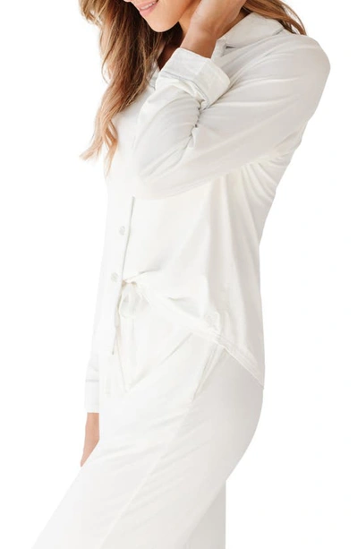 Cozy Earth Long Sleeve Knit Pajama Top In Ivory