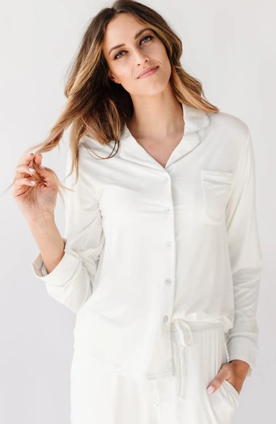 Cozy Earth Long Sleeve Knit Pajama Top In Ivory