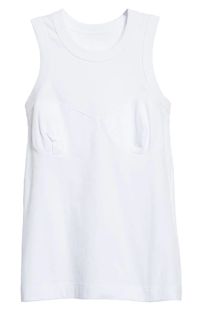 Shop Sacai Cotton Jersey Tank Top In Off White