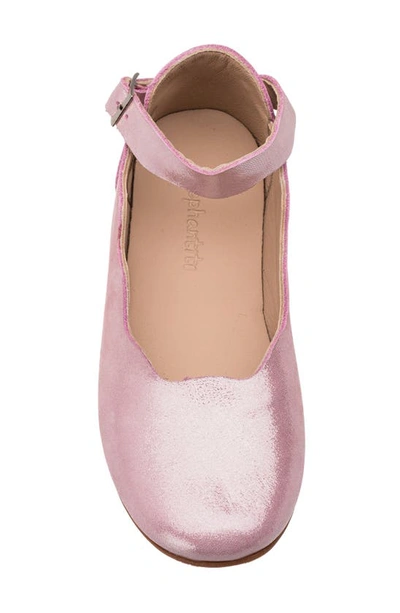 Elephantito Girl's Ondia Metallic Leather Ballerina Flats, Baby/toddler/kids In Carnation