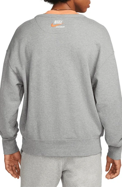 Shop Nike Sportswear Trend Oversize Graphic Crewneck Sweatshirt In Carbon Heather/ Team Orange
