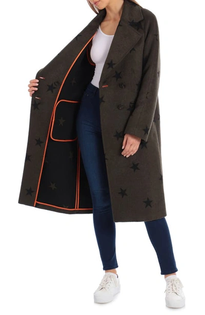 Shop Avec Les Filles Star Double Face Trench Coat In Olive Star