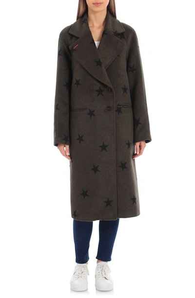 Shop Avec Les Filles Star Double Face Trench Coat In Olive Star