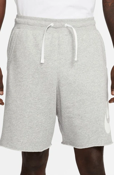 Shop Nike Club Alumni Sweat Shorts In Dark Grey Heather/ White