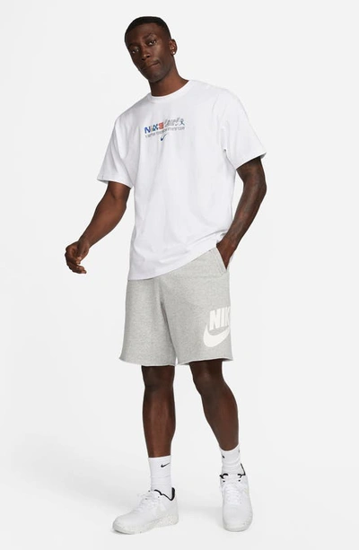 Shop Nike Club Alumni Sweat Shorts In Dark Grey Heather/ White