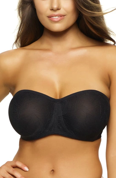 Shop Felina Delightful Seamless Lace Bandeau Bra In Black