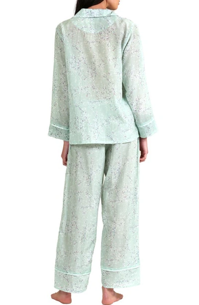 Shop Papinelle Cheri Blossom Cotton & Silk Pajamas In Sage